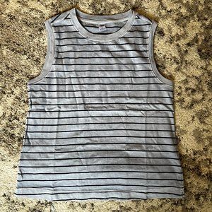 NWT Old Navy Blue Striped Muscle Tank Garment-Dyed XS
